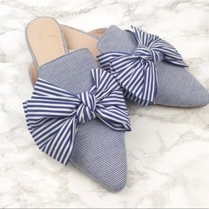 Almost new JCrew striped bow mule